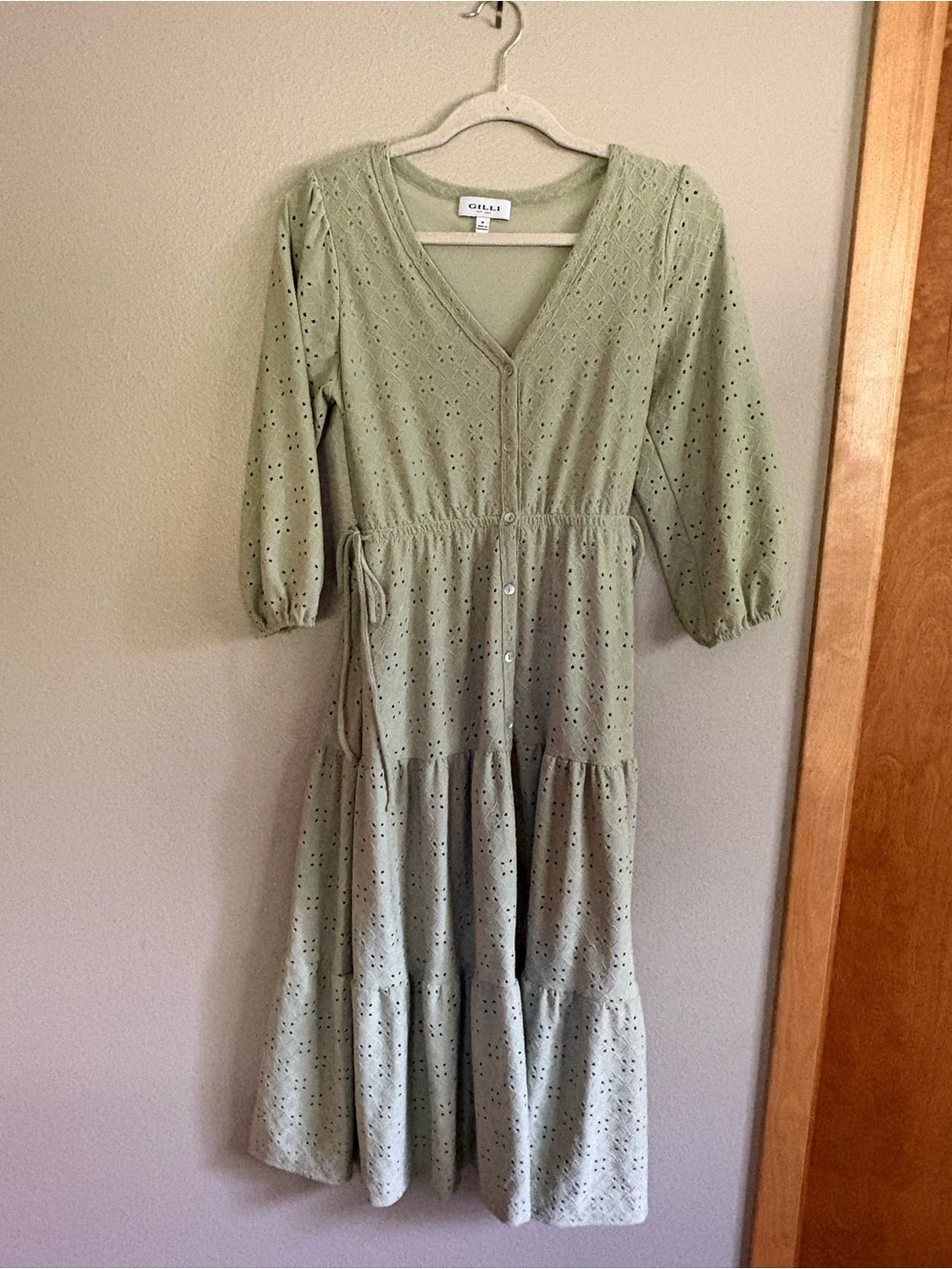 Baltic Born Tiered Sage Dress - M